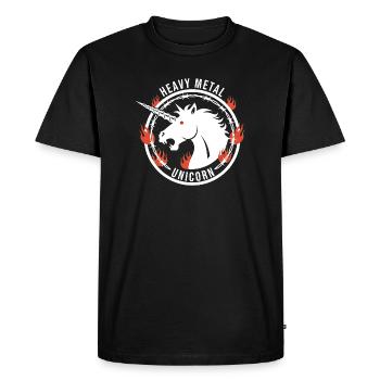 Licorne Heavy Metal - Einhorn Rock - T-shirt Premium bio Homme - noir - Devant - Nico (187cm)