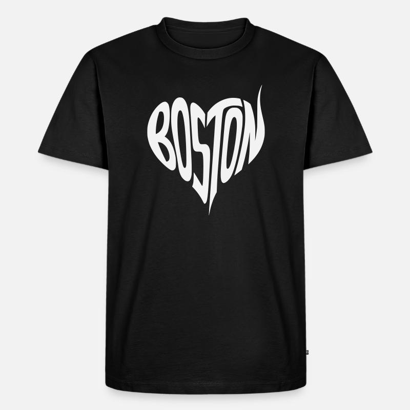 Boston Herz Typografie - Männer Premium Bio T-Shirt - Schwarz