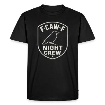 F-Caw-F Night Crew Raven Crow Humor Night Shift - Men's Premium Organic T-Shirt - black - Front - Nico (187cm)