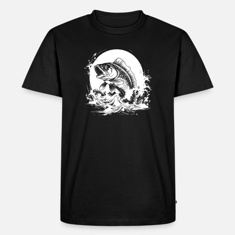 Fischerei Zeichnung - Männer Premium Bio T-Shirt - Schwarz