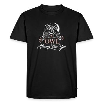 Hiboux chouettes chouette t’aimer toujours Adorer la Saint-Valentin chouette - T-shirt Premium bio Homme - noir - Devant - Nico (187cm)