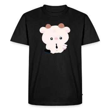 Kawaii Cow in Tie with Coffee - Men's Premium Organic T-Shirt - black - Front - Nico (187cm)