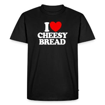 J’adore le pain au fromage. Mon plat préféré : le pain au fromage. - T-shirt Premium bio Homme - noir - Devant - Nico (187cm)