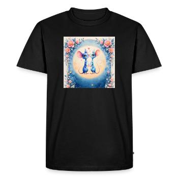 Blue mice in love - Men's Premium Organic T-Shirt - black - Front - Nico (187cm)