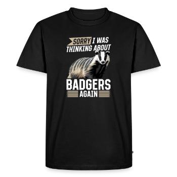 Funny Animal Badger - Men's Premium Organic T-Shirt - black - Front - Nico (187cm)