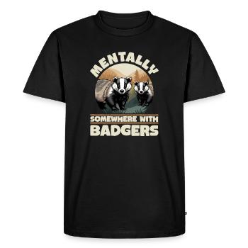 Funny Animal Badger - Men's Premium Organic T-Shirt - black - Front - Nico (187cm)