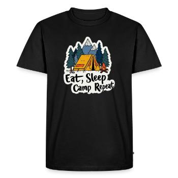 Camping Spruch Eat Sleep Camp Repeat Camper Outdoo - Men's Premium Organic T-Shirt - black - Front - Nico (187cm)