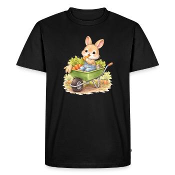 Cute bunny with carrots in wheelbarrow - Men's Premium Organic T-Shirt - black - Front - Nico (187cm)