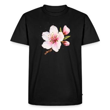 Almond Blossom Pink Spring Flower - Men's Premium Organic T-Shirt - black - Front - Nico (187cm)