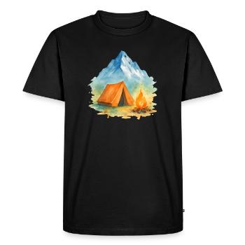 Watercolor Campfire Mountain - Men's Premium Organic T-Shirt - black - Front - Nico (187cm)