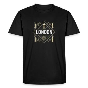 Londres Géométrie Deco - T-shirt Premium bio Homme - noir - Devant - Nico (187cm)