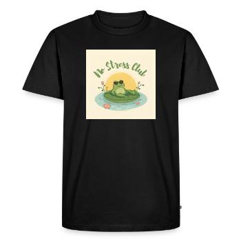 No Stress Club Grenouille Chill - T-shirt Premium bio Homme - noir - Devant - Nico (187cm)