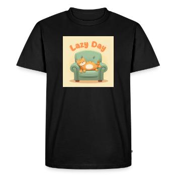 Lazy Day Cat on Armchair - Men's Premium Organic T-Shirt - black - Front - Nico (187cm)