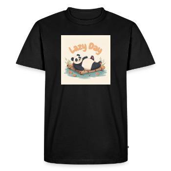 Panda ensieste sur radeau - T-shirt Premium bio Homme - noir - Devant - Nico (187cm)