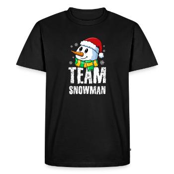 Cute Snowman with Santa Hat and Scarf Design - Men's Premium Organic T-Shirt - black - Front - Nico (187cm)