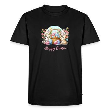 Panier de lapins de Pâques Joie du printemps - T-shirt Premium bio Homme - noir - Devant - Nico (187cm)
