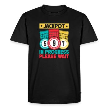 Jackpot du jeu de bingo en cours Veuillez patienter Bingo - T-shirt Premium bio Homme - noir - Devant - Nico (187cm)