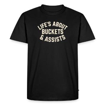 La vie au basket, c’est les paniers et les passes décisives Baller - T-shirt Premium bio Homme - noir - Devant - Nico (187cm)