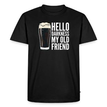 Bonjour Darkness, mon vieil ami boit de la bière Stout - T-shirt Premium bio Homme - noir - Devant - Nico (187cm)