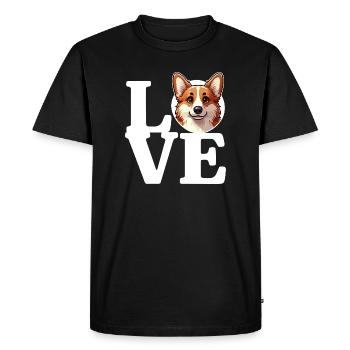 LOVE Corgi Dog Queen Dog Lover Funny - Men's Premium Organic T-Shirt - black - Front - Nico (187cm)