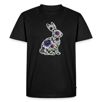 Fleurs en forme de lapin - T-shirt Premium bio Homme - noir - Devant - Nico (187cm)