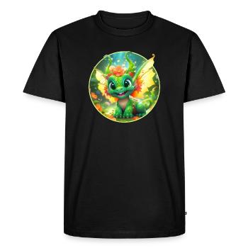 Les dragons en fleurs dans la Forêt Merveilleuse - T-shirt Premium bio Homme - noir - Devant - Nico (187cm)