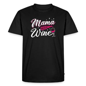 Mama Needs Wine Funny Motherhood Quote Art - Men's Premium Organic T-Shirt - black - Front - Nico (187cm)