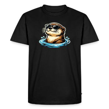 Portrait drôle d’animal de la loutre Animal sauvage cool - T-shirt Premium bio Homme - noir - Devant - Nico (187cm)
