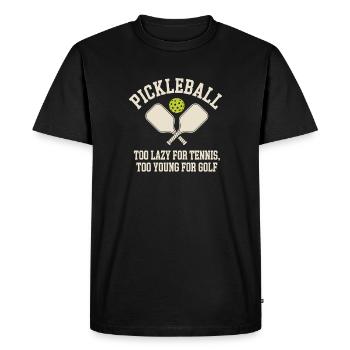 Joueur de pickleball trop paresseux pour le tennis pickleball - T-shirt Premium bio Homme - noir - Devant - Nico (187cm)