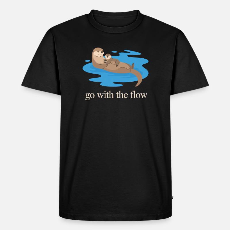 Otter-Duo geht mit dem Strom - Männer Premium Bio T-Shirt - Schwarz
