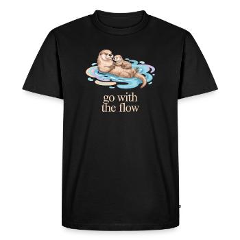 Otter Family Go with the Flow - Men's Premium Organic T-Shirt - black - Front - Nico (187cm)