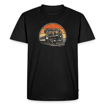 Locomotive, Railway, Steam Locomotive, Model Railway - Men's Premium Organic T-Shirt - black - Front - Nico (187cm)