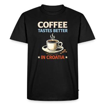 Le café a meilleur goût en Croatie - T-shirt Premium bio Homme - noir - Devant - Nico (187cm)