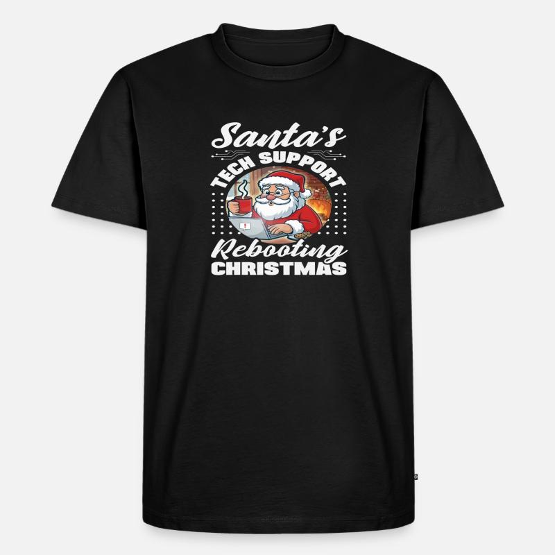 Weihnachtsmann Tech Support Weihnachten IT - Männer Premium Bio T-Shirt - Schwarz