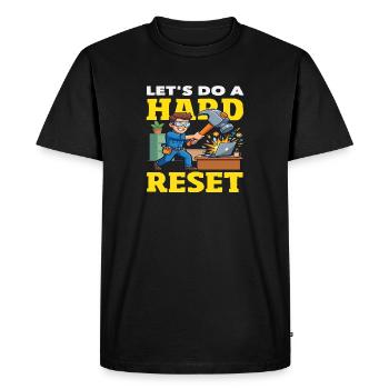 Let's Make a Hard Reset Hammer Computer - Men's Premium Organic T-Shirt - black - Front - Nico (187cm)