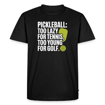 Joueur de pickleball trop paresseux pour le tennis pickleball - T-shirt Premium bio Homme - noir - Devant - Nico (187cm)