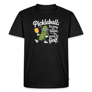 Joueur de pickleball trop paresseux pour le tennis pickleball - T-shirt Premium bio Homme - noir - Devant - Nico (187cm)