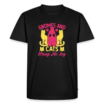 Garden Gnome Costume Gnomes & Cats Make Me Joy - Men's Premium Organic T-Shirt - black - Front - Nico (187cm)