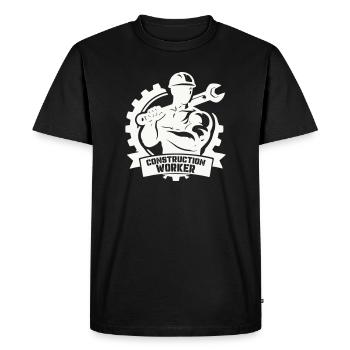 Strong construction worker with gears - Men's Premium Organic T-Shirt - black - Front - Nico (187cm)