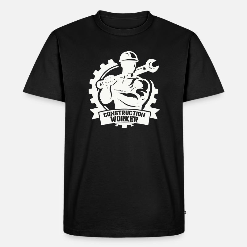Ouvrier du bâtiment robuste avec engrenages - T-shirt Premium bio Homme - noir