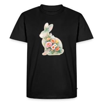 Fleurs aquarelles de lapin à Pâques - T-shirt Premium bio Homme - noir - Devant - Nico (187cm)