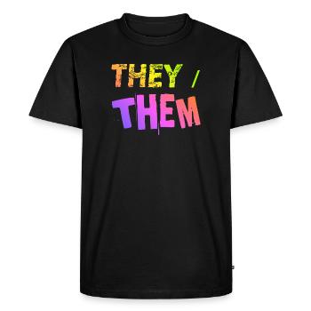 Idée de cadeau they/them pronoms LGBTQ+ non binaires - T-shirt Premium bio Homme - noir - Devant - Nico (187cm)