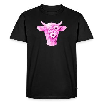 Fleurs en forme de vache - T-shirt Premium bio Homme - noir - Devant - Nico (187cm)
