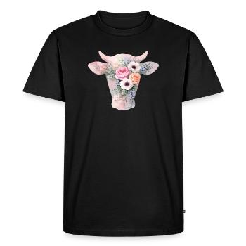 Fleurs en forme de vache - T-shirt Premium bio Homme - noir - Devant - Nico (187cm)