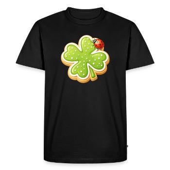 Biscuit trèfle avec Ladybug - T-shirt Premium bio Homme - noir - Devant - Nico (187cm)