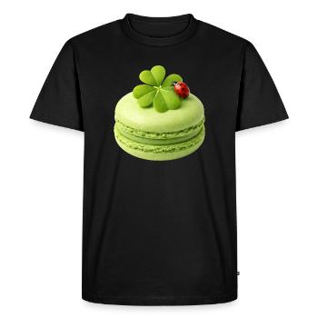 Green macaron with lucky clover - Men's Premium Organic T-Shirt - black - Front - Nico (187cm)
