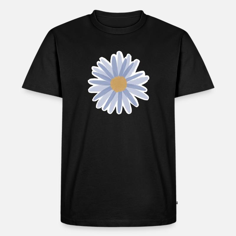 Blue Daisy Bloom Tee - Männer Premium Bio T-Shirt - Schwarz