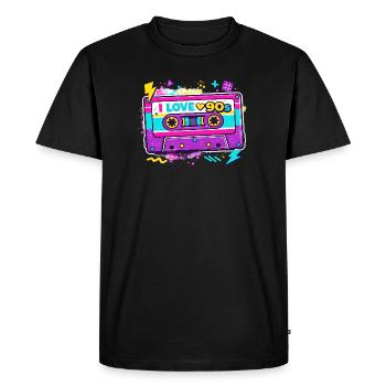 I Love 90s Cassette Graphic - Men's Premium Organic T-Shirt - black - Front - Nico (187cm)