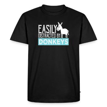 Facilement distrait par les ânes - T-shirt Premium bio Homme - noir - Devant - Nico (187cm)