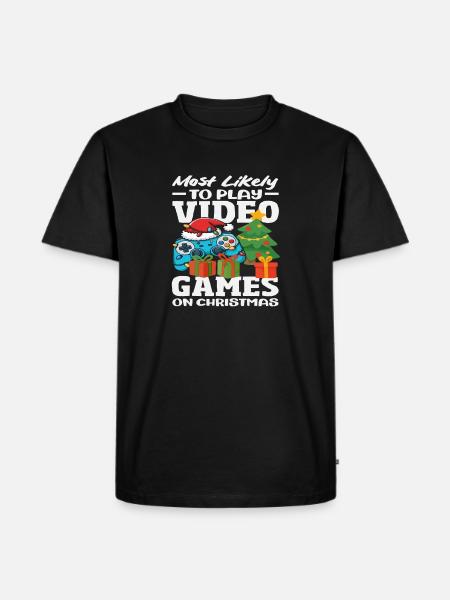 Probably playing video games Christmas - Men's Premium Organic T-Shirt - black